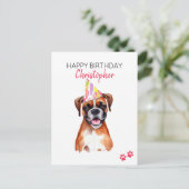 Carte Postale Chien Boxer Joyeux Anniversaire Personnalisé  (Debout devant)