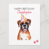 Carte Postale Chien Boxer Joyeux Anniversaire Personnalisé  (Devant)