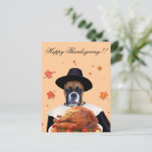 Carte postale chien boxeur Thanksgiving (Debout devant)