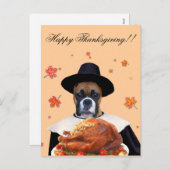 Carte postale chien boxeur Thanksgiving (Devant / Derrière)
