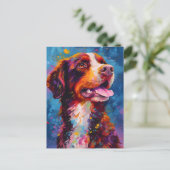 Carte Postale Chien breton coloré (Debout devant)