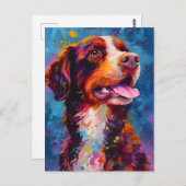 Carte Postale Chien breton coloré (Devant / Derrière)