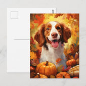 Carte Postale Chien Brittany Action de grâce d'automne  (Devant / Derrière)