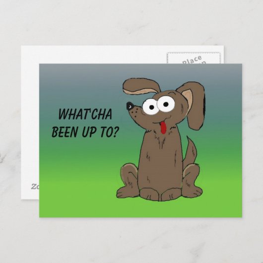 Carte Postale Chien caricaturé avec grands yeux (Devant / Derrière)