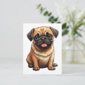 Carte Postale chien carlin (Debout devant)