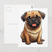 Carte Postale chien carlin (Devant / Derrière)
