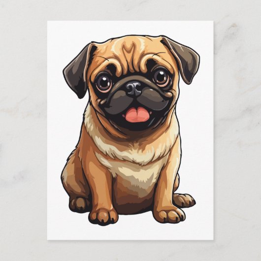 Carte Postale chien carlin (Devant)