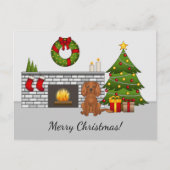 Carte Postale Chien Cavalier Ruby Dans Une Chambre De Noël & Tex (Devant)