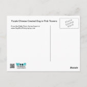 Carte Postale Chien chassé chinois violet en fleurs roses (Dos)