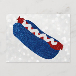 Carte Postale Chien Chaud 4 Juillet Paillettes