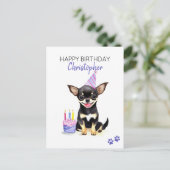 Carte Postale Chien Chihuahua Personnalisé Joyeux Anniversaire (Debout devant)