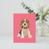 Carte Postale Chien chiot Beagle mignon Hipster pour Amoureux de (Debout devant)