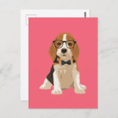 Carte Postale Chien chiot Beagle mignon Hipster pour Amoureux de (Devant / Derrière)