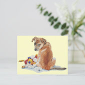 Carte Postale Chien chiot mignon de race mixte avec l'art réalis (Debout devant)