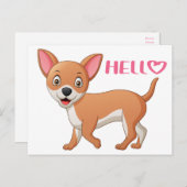 Carte Postale Chien chiot mignon qui pense à toi Bonjour Chihuah (Devant / Derrière)