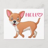 Carte Postale Chien chiot mignon qui pense à toi Bonjour Chihuah (Devant)
