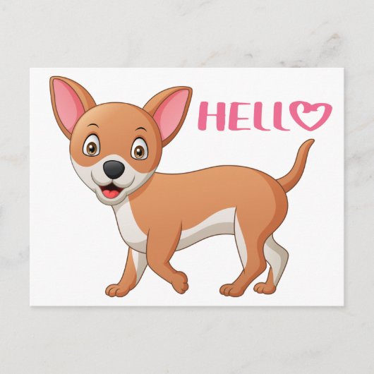 Carte Postale Chien chiot mignon qui pense à toi Bonjour Chihuah (Devant)