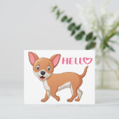 Carte Postale Chien chiot mignon qui pense à toi Bonjour Chihuah (Debout devant)