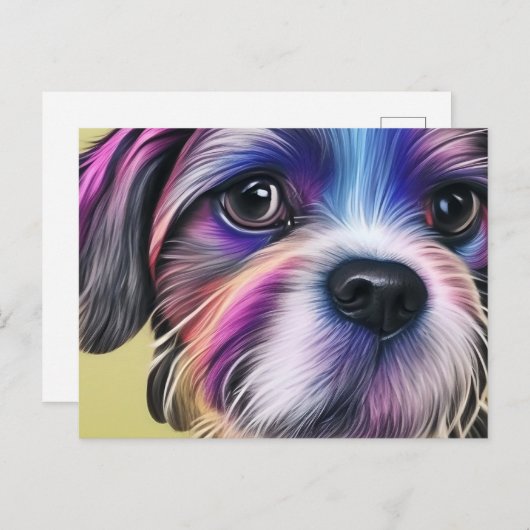 Carte Postale Chien coloré (Devant / Derrière)