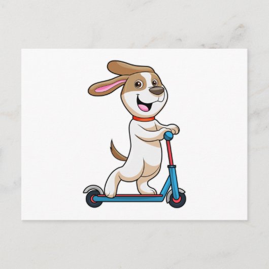 Carte Postale Chien comme Biker avec Scooter (Devant)