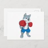 Carte Postale Chien comme boîte avec gants de boxe (Devant / Derrière)