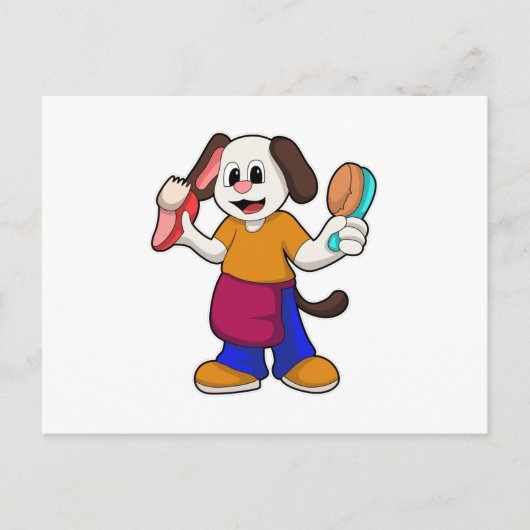 Carte Postale Chien comme coiffeur avec Razor (Devant)