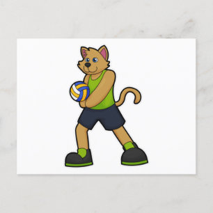 Carte Postale Chien comme joueur de volleyball avec volleyball