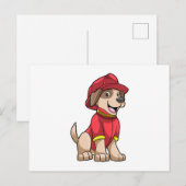 Carte Postale Chien comme pompier avec casque de pompier (Devant / Derrière)