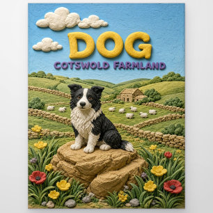 Carte Postale Chien Cotswold Terres Agricoles Moderne KlayKoo