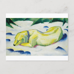 Carte Postale Chien couché dans la neige peinture par Franz Marc