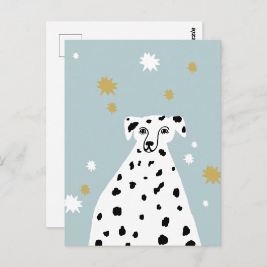 Carte Postale Chien dalmate - Illustration Abstraite Art (Devant / Derrière)
