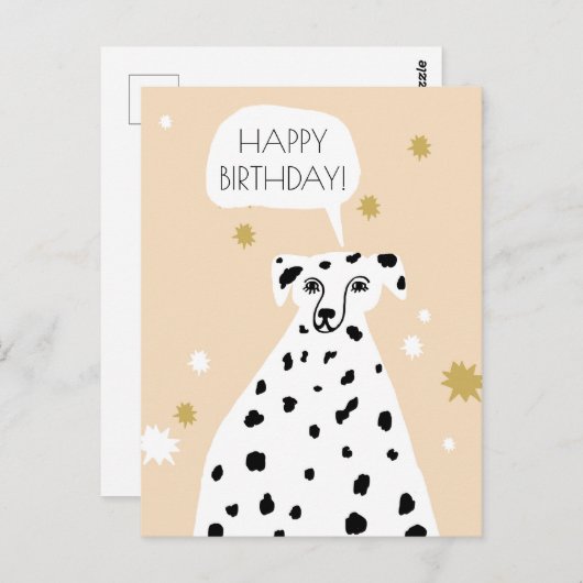 Carte Postale Chien dalmate mignon Abstrait Joyeux Anniversaire (Devant / Derrière)