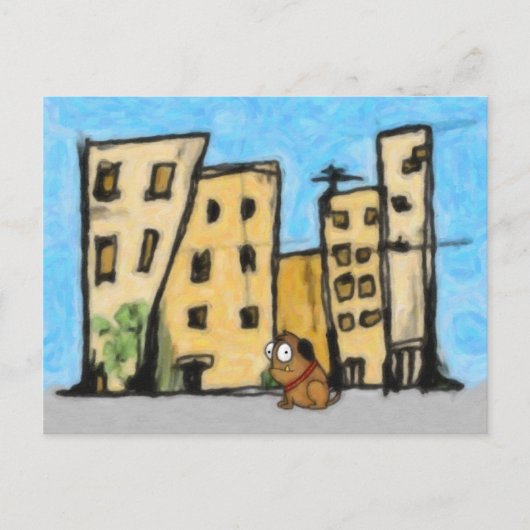Carte Postale Chien dans la ville (Devant)