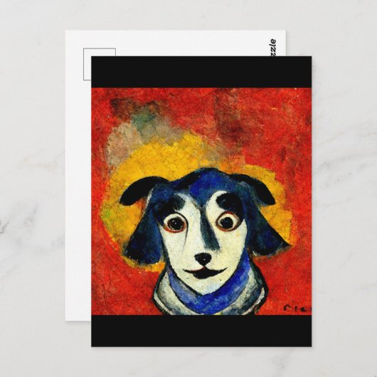 Carte Postale Chien dans le style de Marc Chagall (Devant / Derrière)