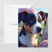 Carte Postale Chien dans les fleurs, Croisement (Devant / Derrière)