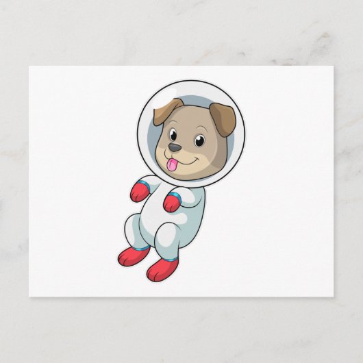 Carte Postale Chien dans l'espace en costume (Devant)