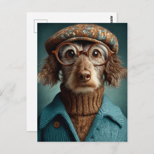 Carte Postale Chien Dapper en hiver porter (Devant / Derrière)