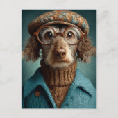 Carte Postale Chien Dapper en hiver porter (Devant)
