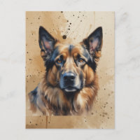 Chien de berger allemand aquarelle animal familier
