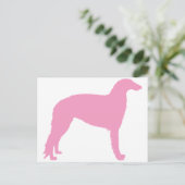 Carte Postale Chien de Borzoi (rose) (Debout devant)