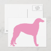 Carte Postale Chien de Borzoi (rose) (Devant / Derrière)