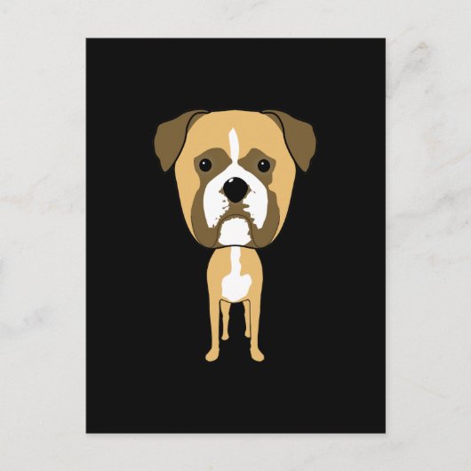 Carte Postale Chien de boxe. Tête surdimensionnée. (Devant)