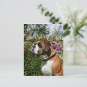 Carte Postale Chien de boxeur en fleurs (Debout devant)