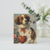 Carte Postale Chien de Bretagne Vintage Saint Valentin (Debout devant)