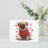 Carte Postale Chien de Carlin de la Saint-Valentin (Debout devant)