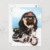Carte Postale Chien de Carlin de vélo (Devant / Derrière)