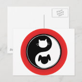 Carte Postale Chien de chat Yin Yang (Devant / Derrière)