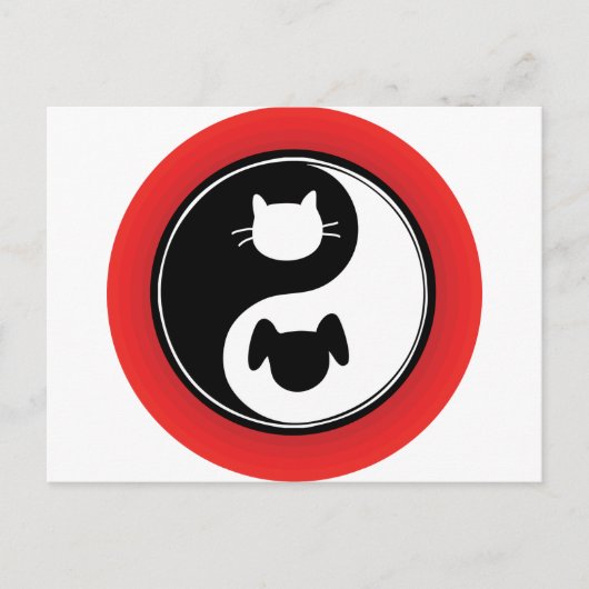 Carte Postale Chien de chat Yin Yang (Devant)