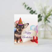 Carte Postale Chien de chiwawa d'anniversaire (Debout devant)