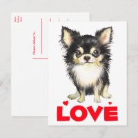 Chien de compagnie aux longs poils aquarelle amour